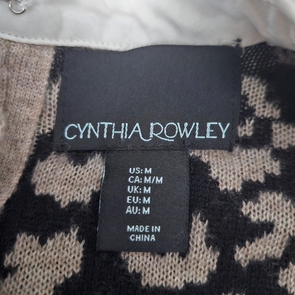 CYNTHIA ROWLEY Wool Sweater Dress  Leopard‎ Brown Black Sz Medium Acadamia - Picture 9 of 9